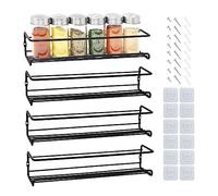 joeji's Kitchen Porta Spezie per Cucina da Parete Set da 4 portaspezie da appendere - Nero Mensole per Spezie Autoadesivo