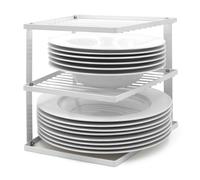 joeji's Kitchen Portapiatti senza oscillazioni salvaspazio per la cucina Mensole salvaspazio cucina per mobili a piastre angolari 25x25x19cm Bianco