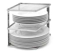 joeji's Kitchen Portapiatti Senza oscillazioni salvaspazio per la Cucina Mensole salvaspazio Cucina per mobili a Piastre angolari 25x25x19cm Argento