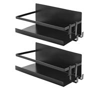 joeji's Kitchen Set di 2 Mensole Portaspezie da Parete - Ideale per Porta del Frigorifero - Mensola Magnetica Robusto - Mensole Porta Spezie Cucina include 4 Ganci - Supporta 2,5 kg
