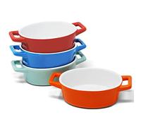 Joeji's Kitchen Set di 4 pirofile da forno in ceramica Pirofila da forno come teglia da forno antiaderente Lasagne Cocotte monoporzione da forno Pirofila piccola Blu Azzurro/Verde Rosso Arancione