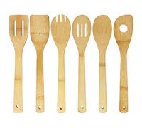 Joeji's Kitchen Utensili da Cucina in bambù Utensili in Legno da Cucina 6 Utensili in bambù Resistenti ed Eleganti Cucchiaio Mestolo Schiumarola Mestolo con Fessura Spork Mestolo con Foro
