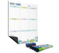 Joeji's Organizer Settimanale Magnetico Grande Formato A3 - Facile da Attaccare al Frigo - Calendario Familiare Pianificatore di Pasti Lavagna per Compiti - 4 Pennarelli con Gomme - Ritratto