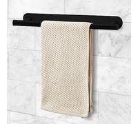 Joejis - Portasciugamani autoadesivo da 40 cm, in acciaio inox e nero opaco, multiuso, per cucina o bagno, senza trapano (nero opaco)