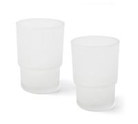 Joeji's - Set di 2 bicchieri di ricambio in vetro smerigliato, con porta spazzolino igienico, design elegante e pratico, dimensioni standard