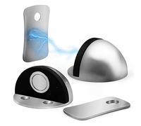 Joejis Set di 2 Fermi Porta Magnetici - Fermi per Porte Protettivi per Pavimenti con Blocco Magnetico - Fermi Porta Robusti - Acciaio Inossidabile Resistente - Argento (2)