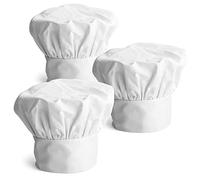 Joejis Set di 3 Cappello Chef Professionale - Cappelli da Cuoco Regolabili Elastico - Comodo - Unisex - Bianca