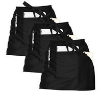 Joeji's Set di 3 Mezzo Grembiuli da Cucina - Grembiuli Unisex con Tasca per Penne Blocco Note - Grembiuli Lavabili, Impermeabili e Protettivi per Donna Uomo - Nero