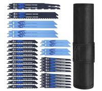 JOEJONI Set di 34 Lame per Sega a Sciabola, Lame per Metallo e Legno, Lame per Sega a Sciabola con Custodia, Accessori per Sega a Sciabola, Compatibile con Bosch, Ryobi and many others
