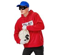 Joellfuner Costume da Ladro per Uomini, Costume da Rapinatore di Banche con Cappello, Maschera e Guanti, Vestito Carnevale Ladro con Tasca, Uomo Tank Cracker Banditi Costume per Carnevale (167, L)