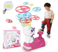 Joellfuner Giocattolo Disco Volante, Lanciatore di Dischi Volanti, Flying Saucer Launcher Toys, Disc Launcher con 36 Pezzi Piattini Volanti, Giochi All'aperto per Bambini Partire dai 3 Anni (Rosa)