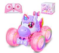 Joellfuner Macchina Telecomandata, Auto Radiocomandata, 360° Rotazione Acrobatica RC Macchina con Musica e Luci LED Colorate, Unicorno Bambina Regalo, Giocattolo Auto Bambino dai 3 Anni