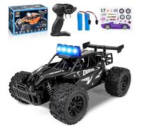 Joellfuner Macchina Telecomandata per Bambini, 2.4Ghz 1:16 Macchina Radiocomandata con Luce LED Quattro Colori, 20KM/H Monster Truck Telecomandato con marce alte e basse per bambini 3+ anni (Nero)