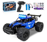 Joellfuner Macchina Telecomandata per Bambini, 2.4Ghz 1:16 Macchina Radiocomandata con Luce LED Quattro Colori, 20KM/H Monster Truck Telecomandato con marce alte e basse per bambini 3+ anni (Blu)