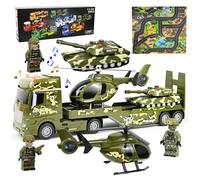 Joellfuner Trasportatore Auto, Veicoli di Ingegneria, Rimorchio con Luci e Suoni, Ribaltabile per Escavatori, Smontabile, Giocattoli a Rimorchio per Bambini 3+ Anni (Verde)