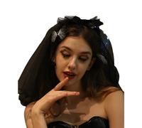 JOERBABU Fascia per capelli, Halloween Live Broadcast Hairband Donne Photoshoots Hairband Bowknot/Black Yarn Velo Fasce Nero Colore