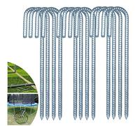 JOERRES Pali per cemento armato in acciaio zincato, 30,5 cm J gancio ancoraggi a terra, picchetti per tenda per trampolino per recinzione resistente, palo da giardino curvo in acciaio inox con