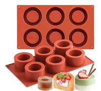 JOERSH Confezione da 2 stampi per bicchierini per biscotti, rotondi, in silicone, per cioccolatini, caramelle, gelatine, mousse, 6 cavità, per bicchierini di ghiaccio