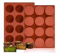 JOERSH Stampo rotondo in silicone da 5 cm per Oreo Stampo per biscotti ricoperto di cioccolato, 24 cilindri in silicone per mini torte, set di 2 stampi per torte