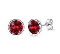 Jösva SWAROVSKI®, orecchini in argento Sterling 925, colore blu/bianco/verde/rosso, 8 mm, rotondi, piccoli Sleeper Cluster con cristallo di Swarovski®, colore: Colore: rosso, cod. JYCED009h