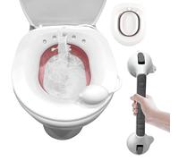 Joey&Viggy Sitz - Vasca da bagno con maniglione per alleviare le emorroidi, cura post-partum e igiene personale, facile da usare sopra il WC, ammollo lenitivo per donne e uomini (rosa e bianco)