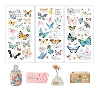 Joeyan 3 pezzi Adesivi per Mobili e Artigianato,Trasferibili a Decalcomania | DIY Stickers con Vintage Farfalle e Citazioni,Decorativi per Casa Madia Cucina,per Legno Ceramica Vetro e Plastica,15x30cm