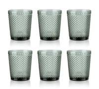 Joeyan 300ml Bicchieri Acqua Vetro Grigi 6 pezzi a Rilievo di Diamanti | Memento Bicchieri Vino Vintage Colorati, Geometrie Set Calice da Vino con Lavorazione, per il Bar Del Ristorante di Casa
