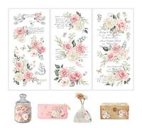 Joeyan 3PCS Rose e Fiori Transfer Stickers,Adesivi per Mobili e Artigianato | Trasferibili a Decalcomania ,DIY Decorativi per Casa Madia Cucina Ufficio Domestico,per Legno Vetro e Plastica,15x30cm