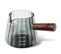 Joeyan Bicchiere Dosatore per Caffè Espresso con Manico in Legno, Caraffe Dosatrici da 180 ml/6 once Bicchiere per Caffè Espresso Piccolo Tazzine da Caffè al Latte con Bocca a Forma di V, Grigio