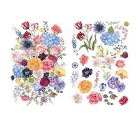 Joeyan Blooming Flower Bouquet Trasferimenti e Adesivi per Mobili e Artigianato, Decalcomania Fai da Te per la Casa su Legno Vetro Metallo Tela Porcellana Carta e Plastica, 2 Grandi Disegni 43x30cm