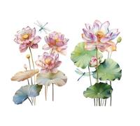 Joeyan Fiori Transfers e Adesivi per Mobili e Artigianato,Loto Decalcomania Fai da Te per la Casa su Legno Vetro Metallo Tela Porcellana Carta Plastica,2 Grandi Disegni Floreali ad Acquerello 42x30cm
