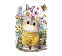 Joeyan Gatto adorabile Transfers e Adesivi per Mobili e Artigianato, Decalcomania Fai da Te per la Casa su Legno Vetro Metallo Tela Carta e Plastica, 2 Grandi Disegni Floreali ad Acquerello 42x30cm