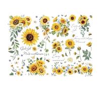 Joeyan Girasoli e Api Transfers e Adesivi per Mobili e Artigianato, Decalcomania fai da te per la Casa su Legno, Vetro, Metallo, Tela, Porcellana, Carta e Plastica, 2 Grandi Design 43x30 cm