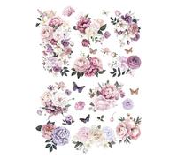Joeyan Peony Rub On Transfers e Adesivi per Mobili e Artigianato, Decalcomania fai da te per la Casa su Legno, Vetro, Metallo, Tela, Porcellana, Carta e Plastica, 2 Grandi Motivi Floreali 43x30 cm