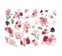 Joeyan Rose Bouquet Transfers e Adesivi per Mobili e Artigianato, Decalcomania fai da te per la Casa su Legno Vetro Metallo Tela Porcellana Carta e Plastica, 2 Grandi Disegni ad Acquerello 43x30 cm