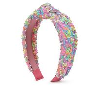 JOEYTECH Cerchietto per capelli pasquale con paillettes, accessori per ragazze e bambini, fascia con nodo arcobaleno