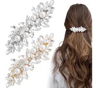 Joez Wonderful 2 fermagli per capelli con strass, accessori per capelli da sposa, da donna, con cristalli scintillanti, fermagli per capelli a forma di fiore, per matrimoni, spose (oro, argento)