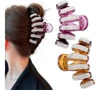 Joez Wonderful 2 fermagli per capelli grandi con strass, fermagli per capelli spessi, alla moda, accessori per capelli da donna (caffè + rosso vinaccia)