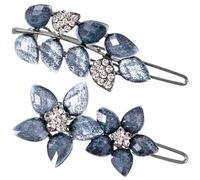 Joez Wonderful 2 fermagli per capelli vintage con strass, fermagli per capelli blu inchiostro fantasia, fermagli per capelli decorativi a fiore, accessori per capelli formali per matrimoni, donne,