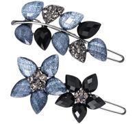 Joez Wonderful 2 fermagli per capelli vintage con strass, fermagli per capelli eleganti color inchiostro blu e nero, fermagli decorativi per capelli, accessori per capelli formali per matrimoni,