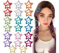 Joez Wonderful 20 fermagli per capelli a forma di stella, 3 cm, in metallo, a scatto, graziose mollette per capelli a stella, antiscivolo, alla moda, accessori per capelli da donna (10 stili)
