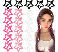 Joez Wonderful 20 fermagli per capelli a forma di stella, 3 cm, in metallo, a scatto, graziose mollette per capelli a stella, antiscivolo, alla moda, accessori per capelli da donna (4 stili)