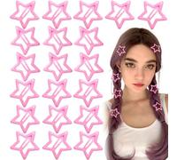 Joez Wonderful 20 fermagli per capelli a forma di stella, 3 cm, in metallo, graziose mollette per capelli a stella, antiscivolo, alla moda, accessori per capelli da donna (rosa)