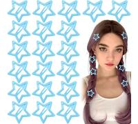 Joez Wonderful 20 fermagli per capelli a stella, 3 cm, in metallo, a scatto, graziose mollette per capelli a stella, antiscivolo, alla moda, accessori per capelli da donna (azzurro)