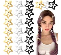 Joez Wonderful 21 fermagli per capelli a forma di stella, 3 cm, in metallo, graziose mollette per capelli a stella, antiscivolo, alla moda, accessori per capelli da donna (3 colori)