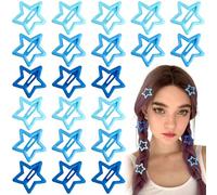 Joez Wonderful 22 fermagli per capelli a stella, 3 cm, in metallo, a scatto, graziose mollette per capelli a stella, antiscivolo, alla moda, accessori per capelli da donna (blu)