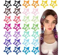 Joez Wonderful 30 fermagli per capelli multicolore a forma di stella, 3 cm, in metallo, graziose mollette per capelli, antiscivolo, alla moda, accessori per capelli per donne e ragazze (15 colori)