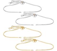 Joez Wonderful 4 braccialetti a scorrimento regolabili per la creazione di gioielli, catenine di estensione placcate con strass, per donne, braccialetti fai da te, gioielli artigianali (2 pezzi oro +