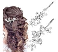 Joez Wonderful 4 fermagli per capelli con strass a forma di foglia di cristallo, accessori per capelli da sposa, fermagli per capelli con diamanti scintillanti, per donne, damigelle d'onore, sposa