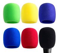 Joez Wonderful 6 coperture per microfono, colorate, in schiuma antivento per microfono karaoke, ad alta densità, per la maggior parte dei microfoni portatili standard (nero, rosso, verde, giallo, blu,
